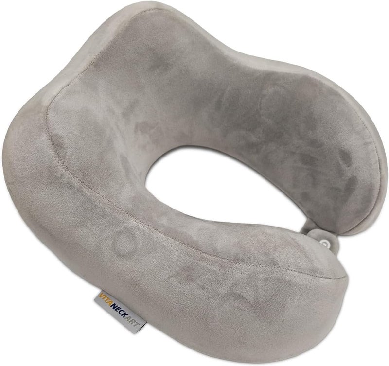 VITANECKART Hump Travel Pillow, High-end Memory Foam Neck Pillow, Double Support for Neck, Head and Chin, 360° Ergonomic Design Full Neck wrap Pillow, Suitable for Office, Airplane and car (Grey) - Image 1